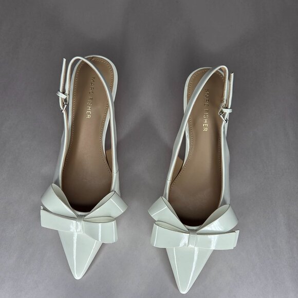 Marc Fisher Women's Allon White Slingback Pumps - Picture 3 of 8